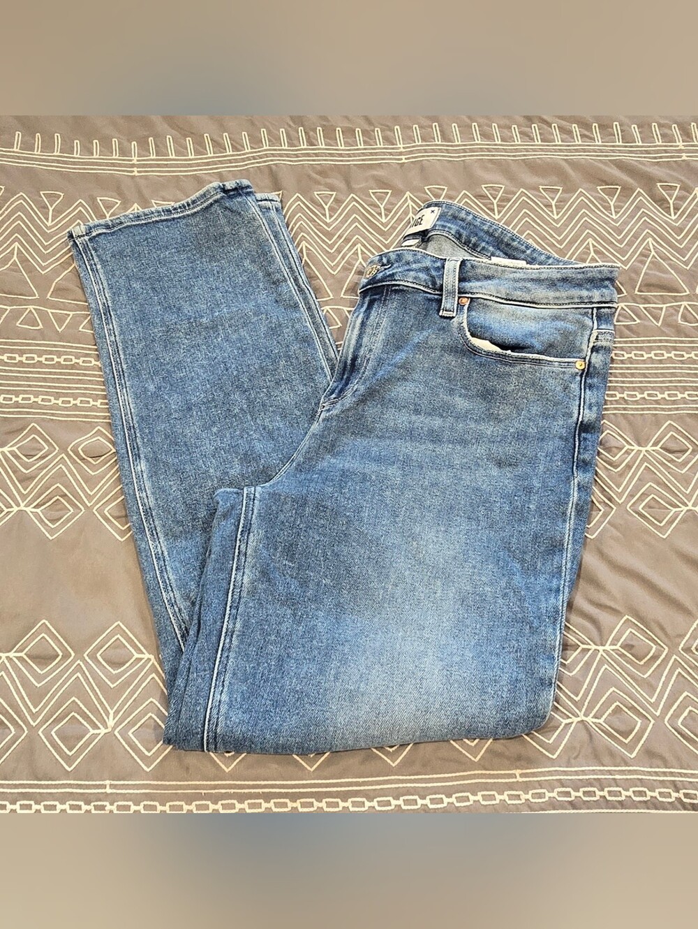 Paige Denim Amber Midrise Distressed Straight Leg Jeans Size 32